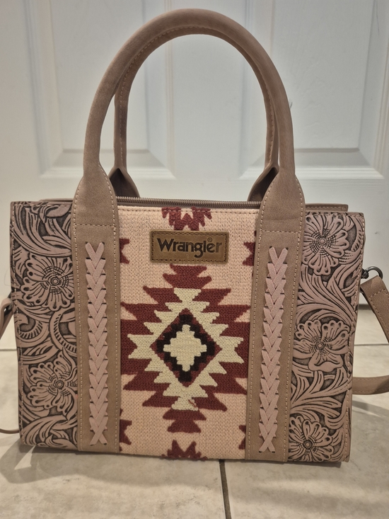 Wrangler Handbags - Wrangler Pink and Red Southwestern Satchel